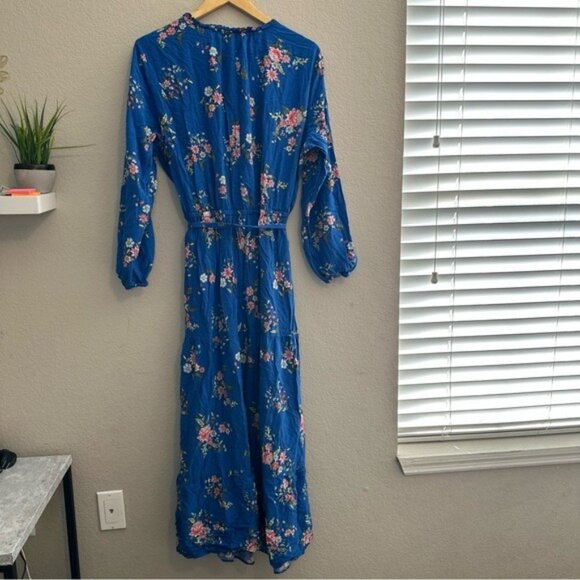 LOFT Floral Tiered Maxi Dress | Blue Boho Romantic | Plus Size 18 Long Sleeve - Picture 3 of 13